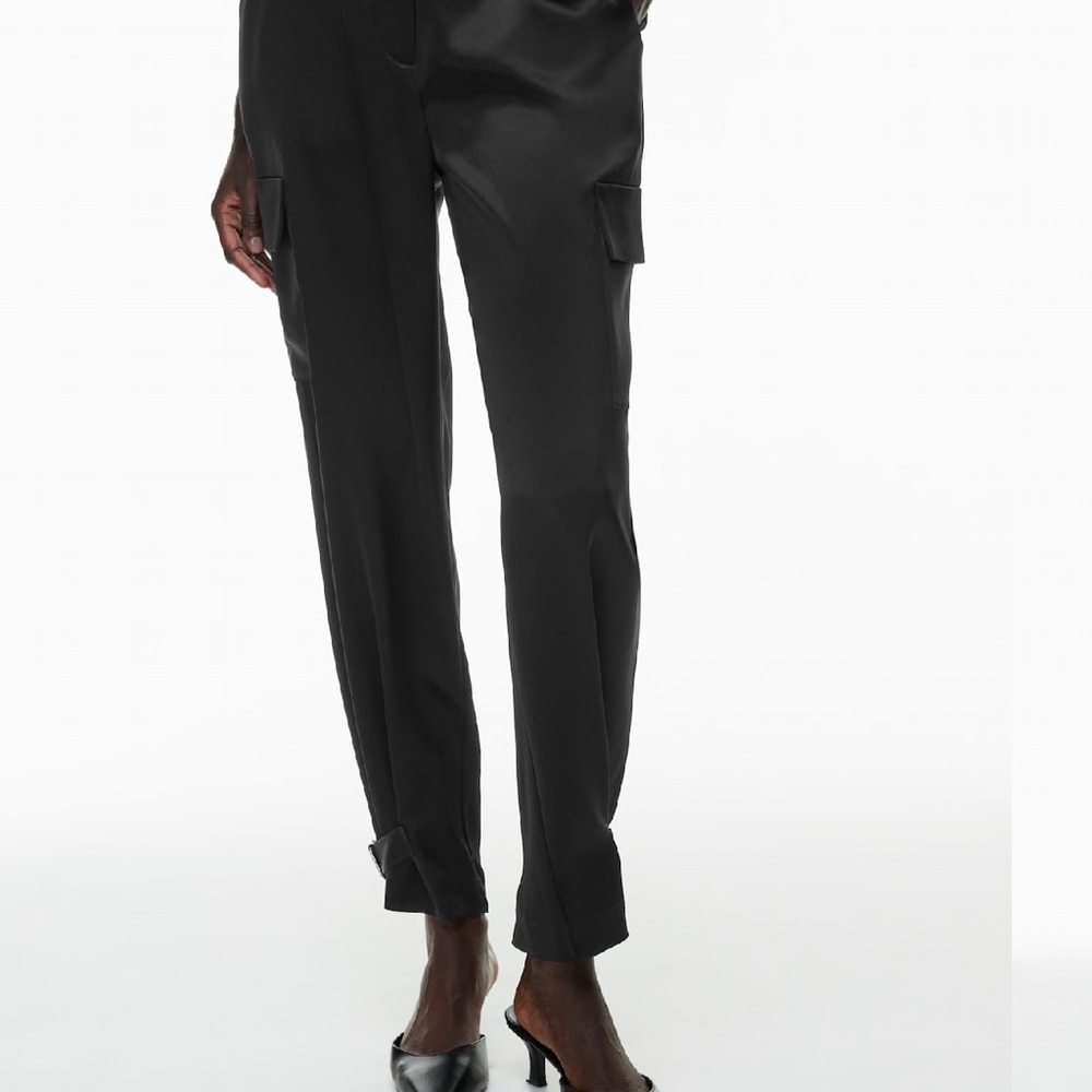 Babaton Refined Satin Elegant Black Women's Cargo Pants